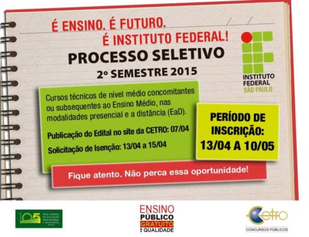 Inscrição para Instituto Federal de Hortolândia prorrogadas