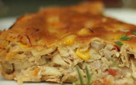 Torta de frango de liquidificador