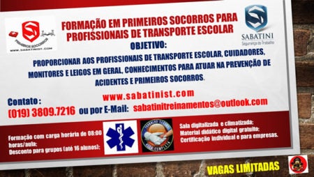 FORMAÇÃO EM PRIMEIROS SOCORROS  PARA PROFISSIONAIS DO TRANSPORTE ESCOLAR E RODOVIÁRIO, MONITORES, CUIDADORES E LEIGOS