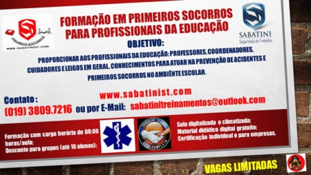 FORMAÇÃO EM PRIMEIROS SOCORROS BÁSICO PARA PROFISSIONAIS DE EDUCAÇÃO, CUIDADORES E LEIGOS