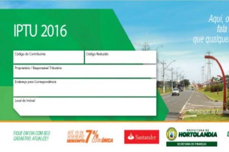 Termina nesta sexta-feira(19/02) prazo para pagar IPTU sem multa