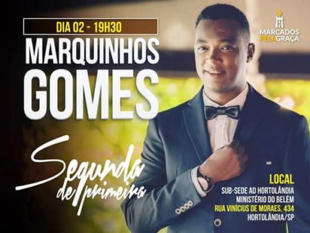 Cantor gospel Marquinhos Gomes visitará Hortolândia na próxima segunda-feira