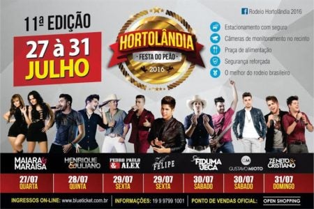 Festa do Peão de Hortolândia acontece no mês de julho com grandes nomes da música sertaneja