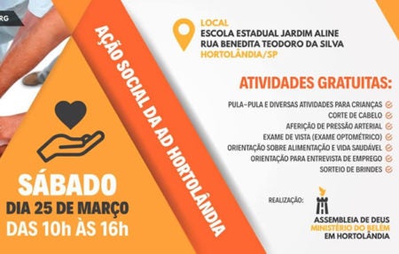 Assembleia de Deus reunirá mais de 80 voluntários em projeto de ação social em Hortolândia