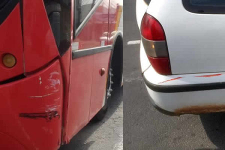 Acidente entre ônibus e carro na Av. Antônio Fernandes Leite