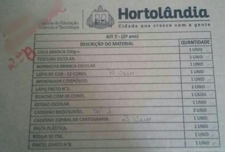 Após reclamações, alunos de Hortolândia recebem somente parte do material escolar