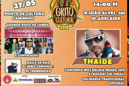 Grito Cultural será atração neste domingo (27/05), em Hortolândia terá Thaide
