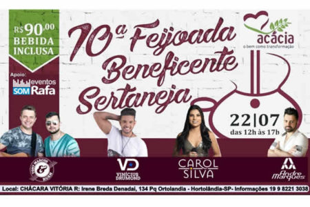 10° Feijoada Sertaneja Beneficente acontece neste domingo em Hortolândia