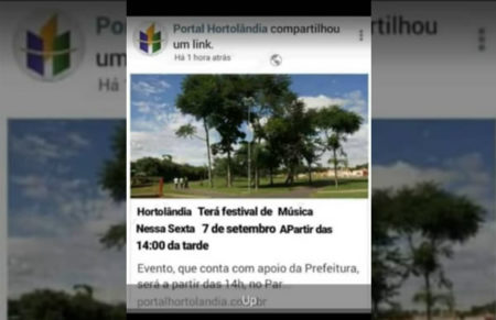 Nota sobre noticia falsa de evento em Parque da cidade