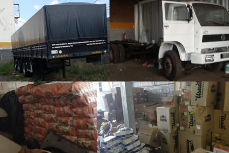 PM localiza galpão em Sumaré com carretas e cargas roubada