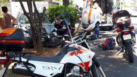 Carro colide contra árvore no Jd Amanda