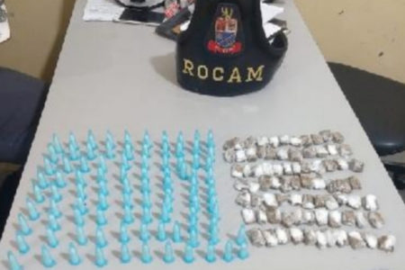 Rocam detém casal por tráfico de drogas no Jardim Rosolem