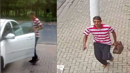 Câmera flagra bandido roubando bolsa de mulher no Parque Chico Mendes