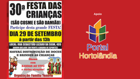 Dia 29 tem festa das crianças no Jardim Adelaide