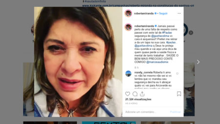 Roberta Miranda é impedida de dar uma abraço em Gusttavo Lima em camarim