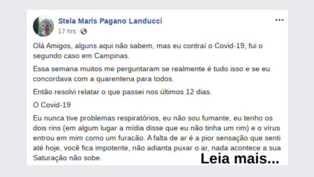Depoimento de Campineira curada do novo Coronavírus