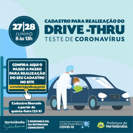Prefeitura de Hortolândia realiza drive-thru de testes rápidos no Lago da Fé, neste sábado e domingo (27 e 28/06)