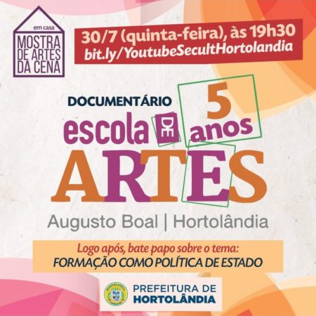 Escola de Artes “Augusto Boal” comemora cinco anos de inauguração com exibição de documentário online