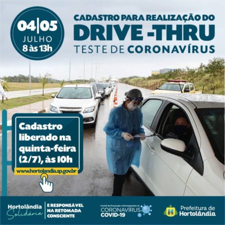 Confira lista de pessoas cadastradas para o segundo drive-thru de testes rápidos em Hortolândia