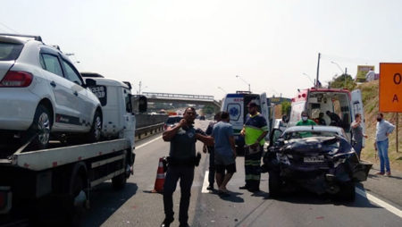 Acidente grave na SP-101 em Hortolândia deixa grande congestionamento