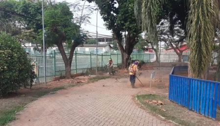 Seguem sendo realizados serviços de limpeza, poda do mato e zeladoria em dois parques de Hortolândia