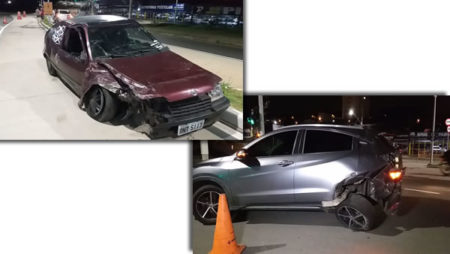 Carro capota após colisão no bairro Jardim Novo Campos Elíseos 