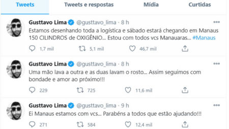 Gusttavo Lima disponibiliza 150 cilindros de oxigênio para Manaus