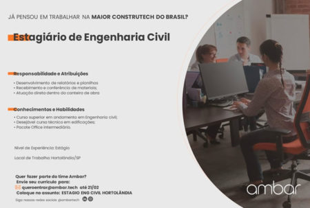 Estágio para estudantes do curso de Engenharia Civil