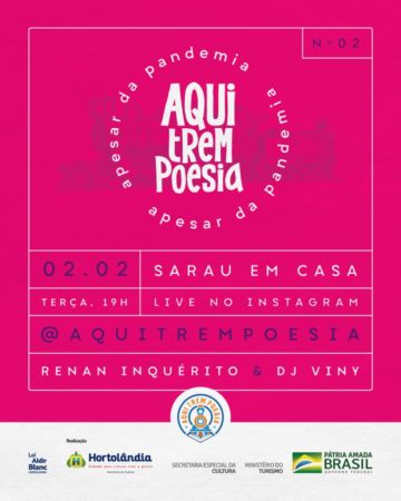 “Sarau Em Casa” realiza segunda live na internet nesta terça-feira (02/02)
