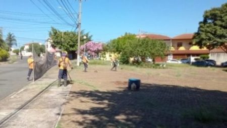 Praças do bairro Remanso Campineiro recebem mutirão para limpeza e poda do mato