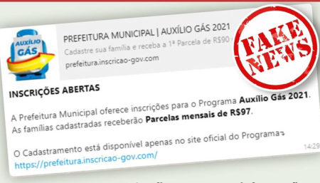 Prefeitura alerta que Auxilio Gás é Fake News