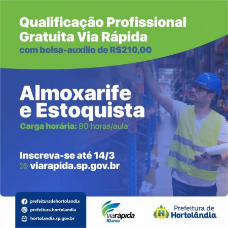 Cursos profissionalizantes do Via Rápida Emprego abrem inscrições para turmas em Hortolândia
