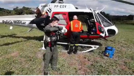 Helicóptero Águia da PM socorre bebê de 5 meses vítima de acidente de trânsito