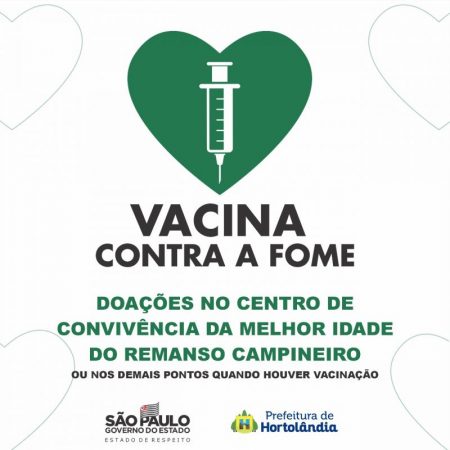 Hortolândia adere à campanha “Vacina contra a fome” do governo estadual