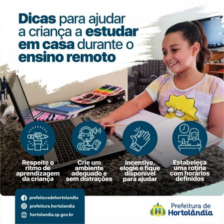 Após recesso, aulas na rede municipal de Hortolândia recomeçam de modo remoto nesta segunda-feira (05/04)