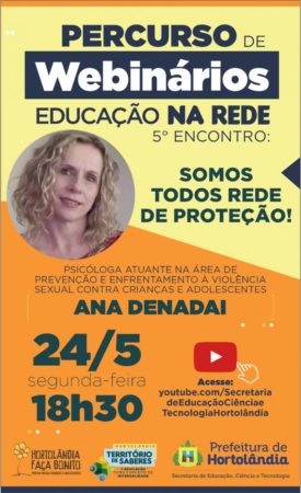 Violência sexual infanto juvenil é tema de webinário da Prefeitura nesta segunda-feira (24/05)
