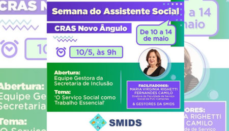Começa nesta segunda-feira (10/05) ciclo de palestras que celebram a Semana do Assistente Social