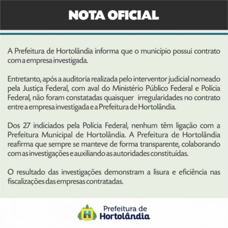 Nota Operação Contágio