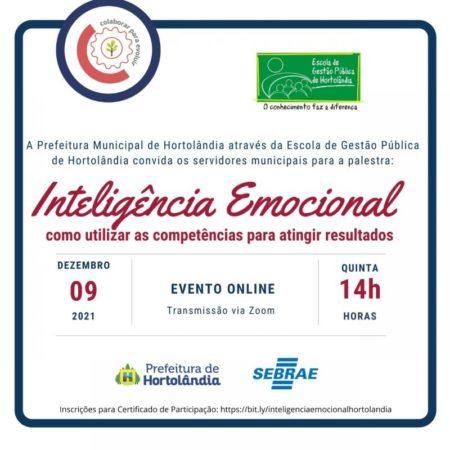 Palestra online sobre inteligência emocional é nesta quinta-feira (09/12)