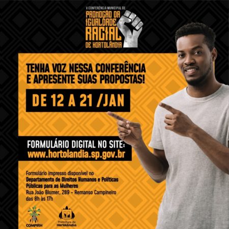 Prefeitura de Hortolândia abre consulta pública para apresentação de propostas para Conferência da Igualdade Racial