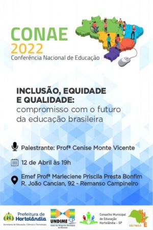 Ainda há vagas para participar da etapa municipal da Conferência Nacional de Educação