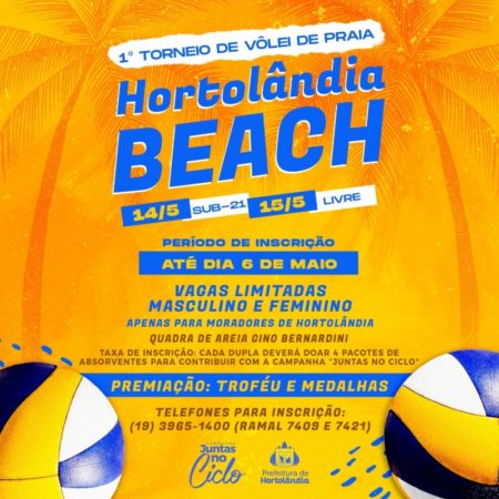 Estão abertas as inscrições para a disputa do 1º Torneio de Vôlei de Praia Hortolândia Beach