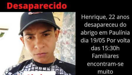 Jovem de 22 anos desaparece em Paulínia