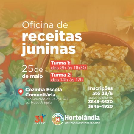 Abertas inscrições para oficina gratuita de receitas juninas