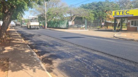 Rua da ETEC-Hortolândia ganha pavimento novo