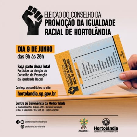 Conselho Municipal de Promoção da Igualdade Racial de Hortolândia realiza eleição nesta quinta-feira (09/06)