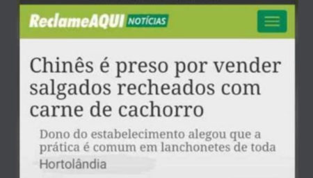 Notícia sobre salgado com carne de cachorro em Hortolândia é falsa
