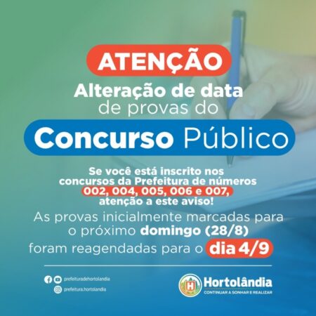 Adiadas últimas provas de concursos públicos de Hortolândia, confira: