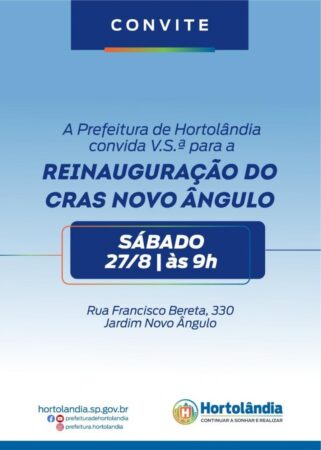Reinauguração do prédio do CRAS Novo Ângulo é neste sábado (27/08)