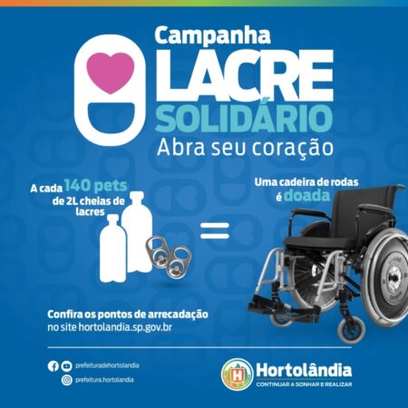 Prefeitura de Hortolândia inicia campanha de arrecadação de lacres de alumínio para aquisição de cadeiras de rodas